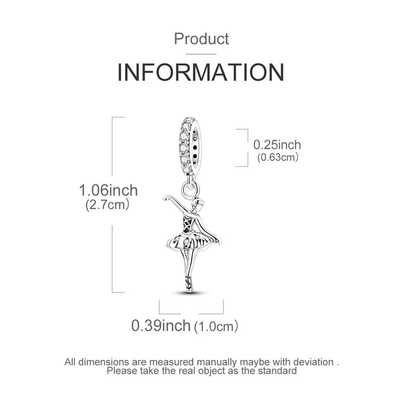 Copper Elegant Ballerina Pendant Charm Bead Charms Jewellery Compatible With Authentic Bracelets Ideal For Women Do It Yourself Gift