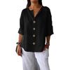 Fashion New Loose Casual Shirt Plus Size Summer and Autumn Women's V-neck Buttons T-shirt Elegant Solid Color Simple Top Woman Basic Sweet Blouse