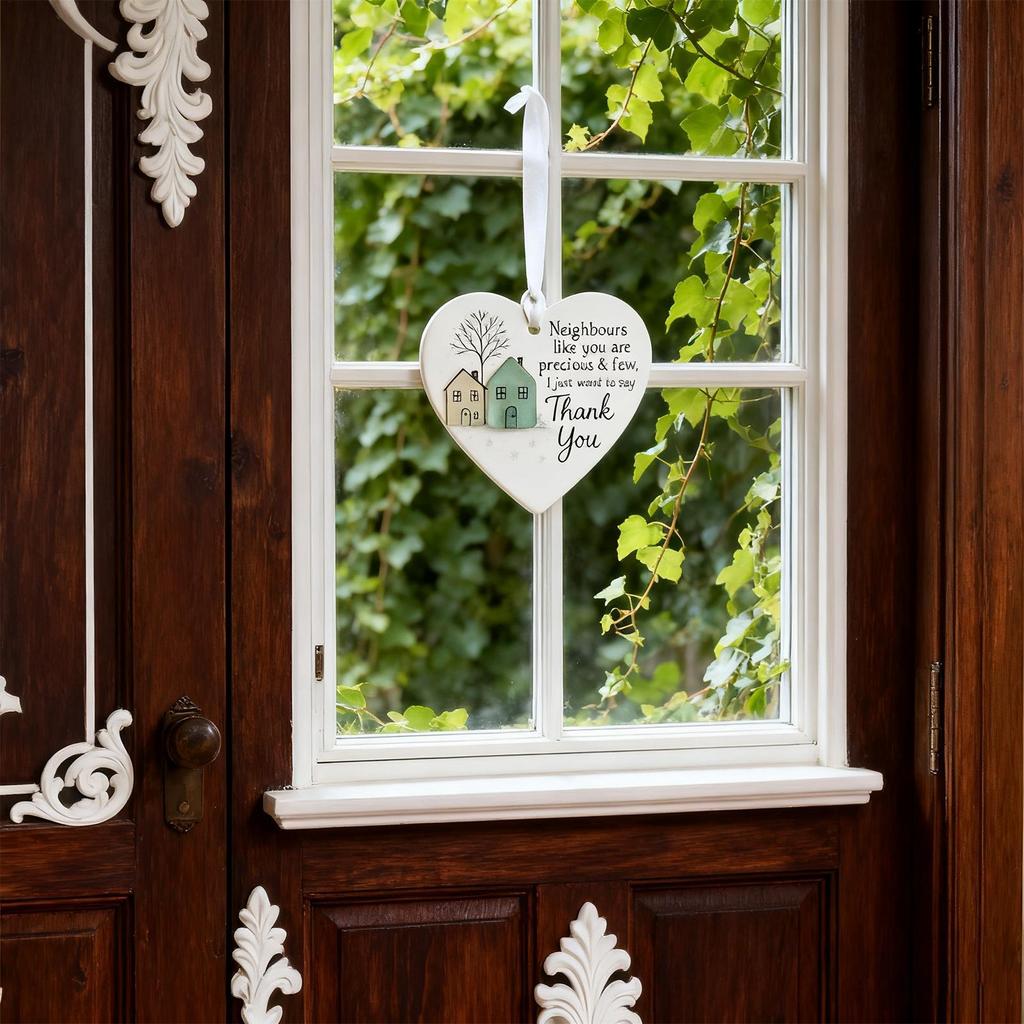 1 Stück Herzförmige Holzplakette-Weihnachten Nachbar Dekoschild Dankeschön Geschenke,Zum Aufhängen an Haustüren,Wand,Weihnachtsbaum