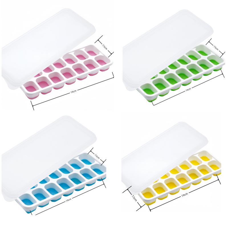 Cross-Border Ice Cube Tray - 14 Grids with Lid, Large Capacity Mold for Household Ice Storage