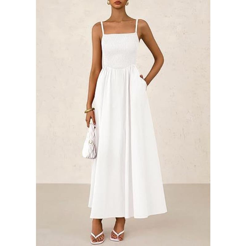 Damen Dünner Schultergurt Plissee Weste Trägerkleid mit Tasche