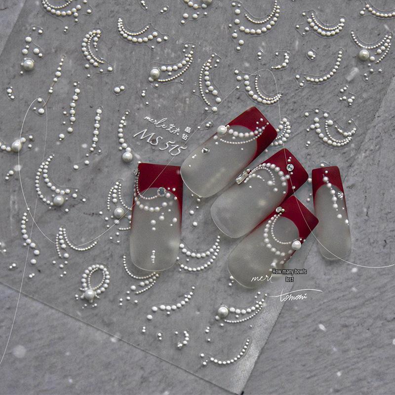 Japanese Retro Crystal 3D Pearl Nail Stickers