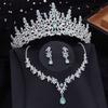 3 Piece Bridal Crown Jewelry Sets for Women Princess Tiaras Set Necklace Earrings Wedding Bride Jewelry Costume Accessories