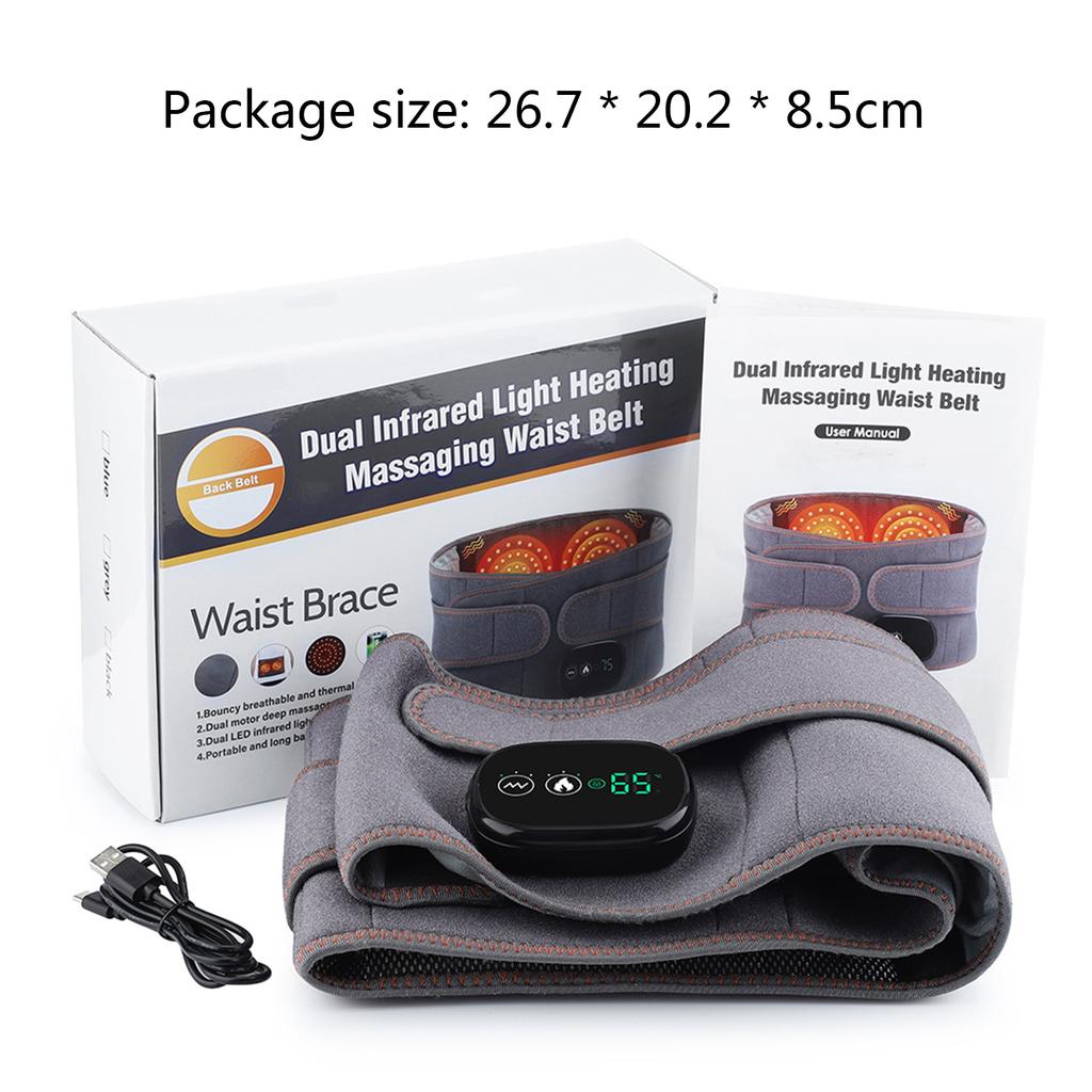 Waist Brace Support Belt Belly Back Massager Heating Infrared Waist Lumbar Warmer Pain Relief Cordless Massage Belt Men