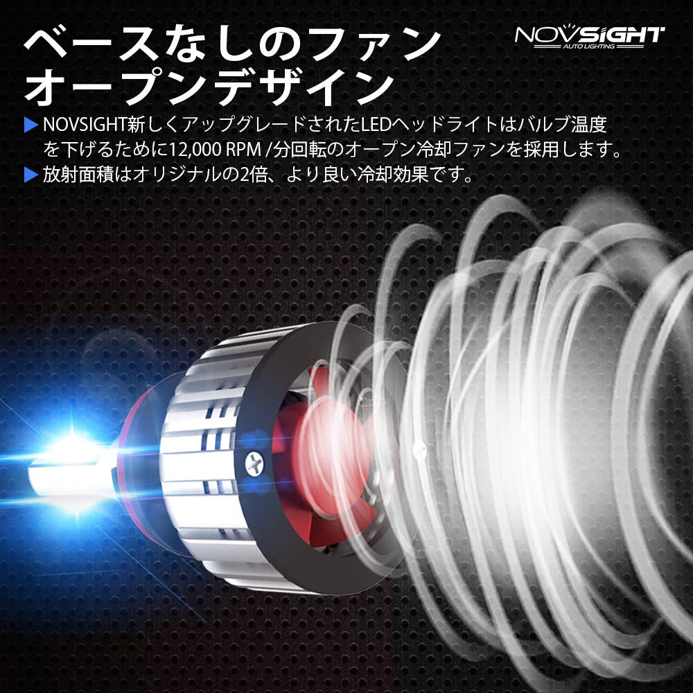 NOVSIGHT Japan Direct Store Series Super Bright 60W 10000LM 6000K H7 Car LED Lamps NOVSIGHT-N12 - (30Wx2) (5000LMx2) - Headlights/Fog