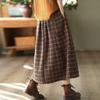 Vintage Karierte Midi-Röcke Damen Baggy High Waist A-Linie Dicker Französischer Stil Taschen Mujer Unterteile Mode Elegant
