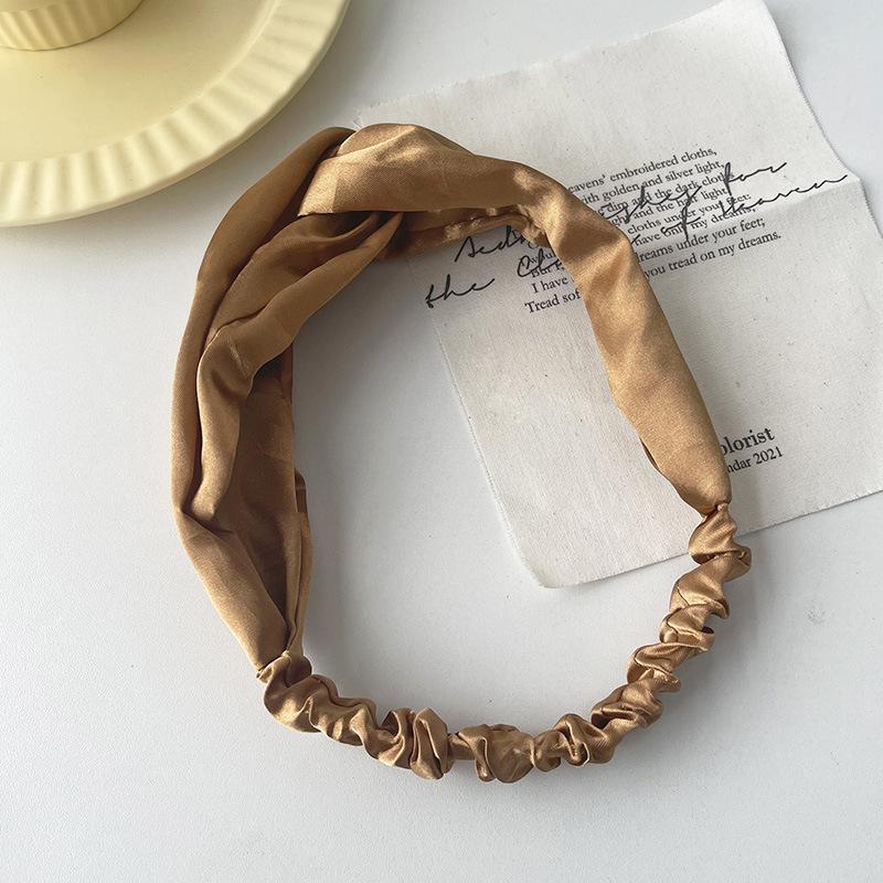 Satin Silk Solid Cross Top Knot Headband Elastic Hair Band Women Girls Scrunchies Hairband Turban Bandanas Hair Accessories