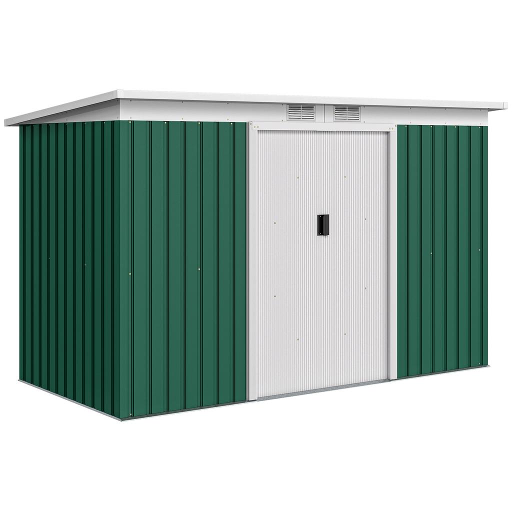 9ft X 4ft Metal Garden Shed, Waterproof Outdoor Bike Storage Shed Galvanised with Foundation Kit, Vents