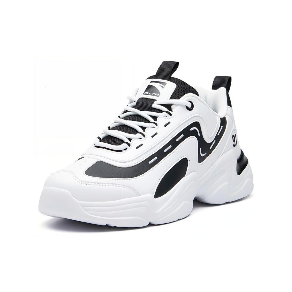 Anta Classic Cushioning Slip Resistant Low top Chunky Sneakers Men's White Black 91938862-1