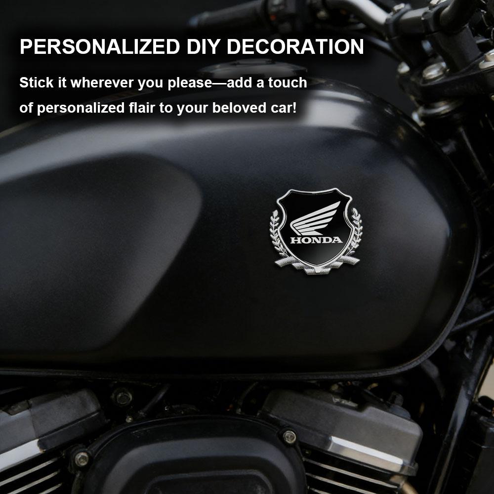 AAADF1 Honda Motorcycle Decorative Emblem, 3D Metal Shield Sticker with Wing Logo, Universal Auto/Moto Exterior Decoration