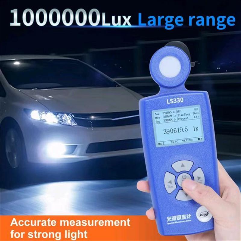 LS330 Light Meter Illuminometer Lux Spectral Illuminance Meter Digital CCT UVI CRI Ra Lx FC Flicker Frequency