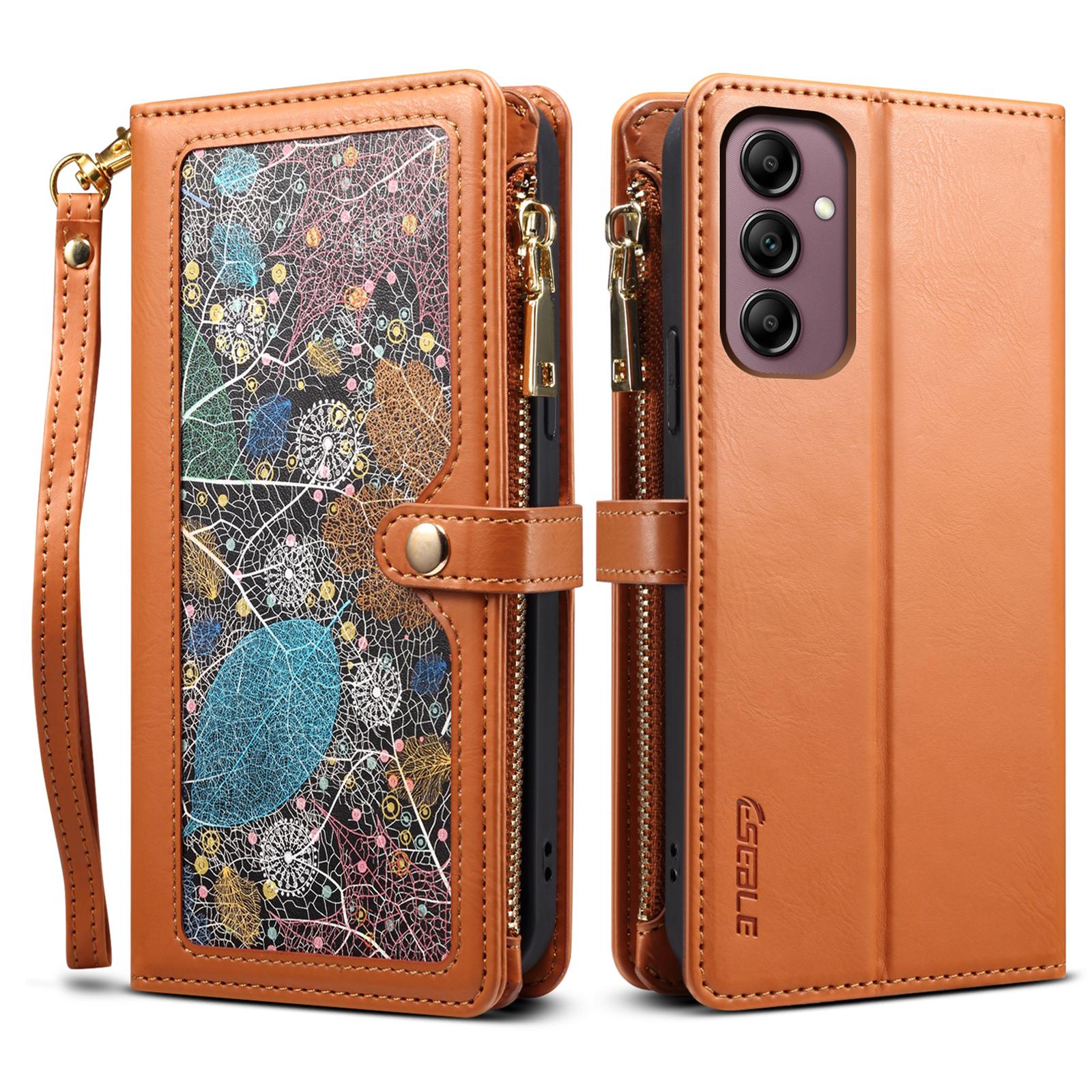 

ESEBLE Galaxy Series For Samsung Galaxy S25+ Case Leather Zipper Phone Cover RFID Blocking B