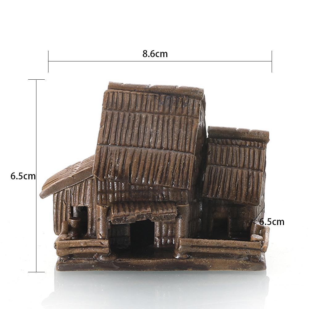Aquarium Micro Landscaping Ornaments Ceramic House Thatched Hut Bamboo Building Fish Tank Decoration