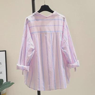 Chemise ample et élégante à rayures pour femme - Vêtements d'extérieur décontractés d'été coréens