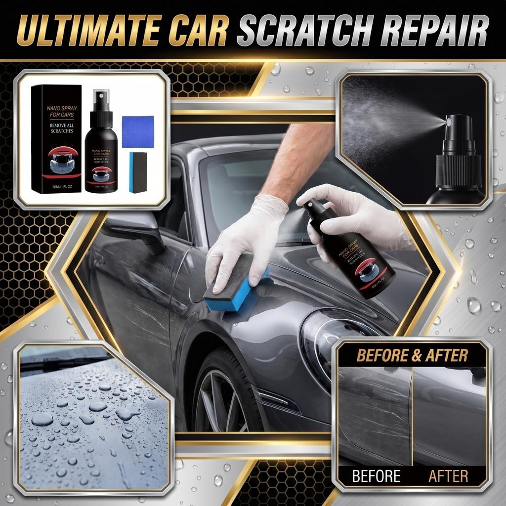 Car Scratch Repair Nano Spray 30ml Scratch Remover Coating Agent with Sponge and Towel for Automotive Surface Protection and Restoration