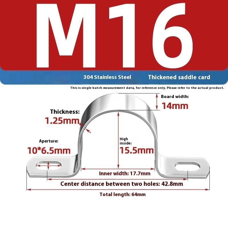 Zesílená U-třmenová sedlová svorka Nerezová ocel Koňský hřbet Drátěné hrdlo Obruč Klipy pro upevnění kabelů Použitelné pro potrubí OD 8-200 mm