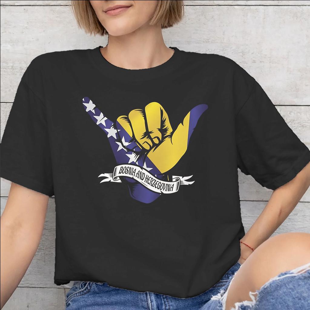 Bosnia and Herzegovina Flag Accessories Unisex T Shirts Cotton Tee Graphic Printed Tshirt Clothing