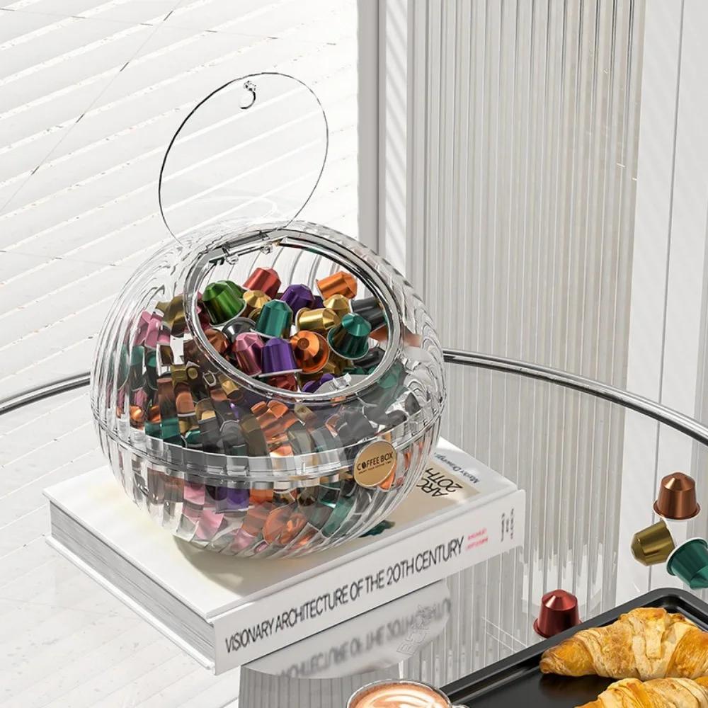 Large Volume Coffee Capsule Storage Box Pantry Bar Transparent Storage Rack Capsule Coffee Hot Tea Bag Storage Box with Lid