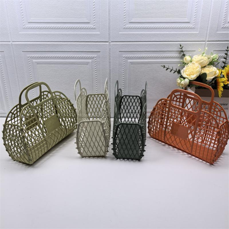 Plastic Bath Storage Basket Portable Hollow Out Quick Dry Bathroom Organizer for Home College Dorm Gym Shopping Use