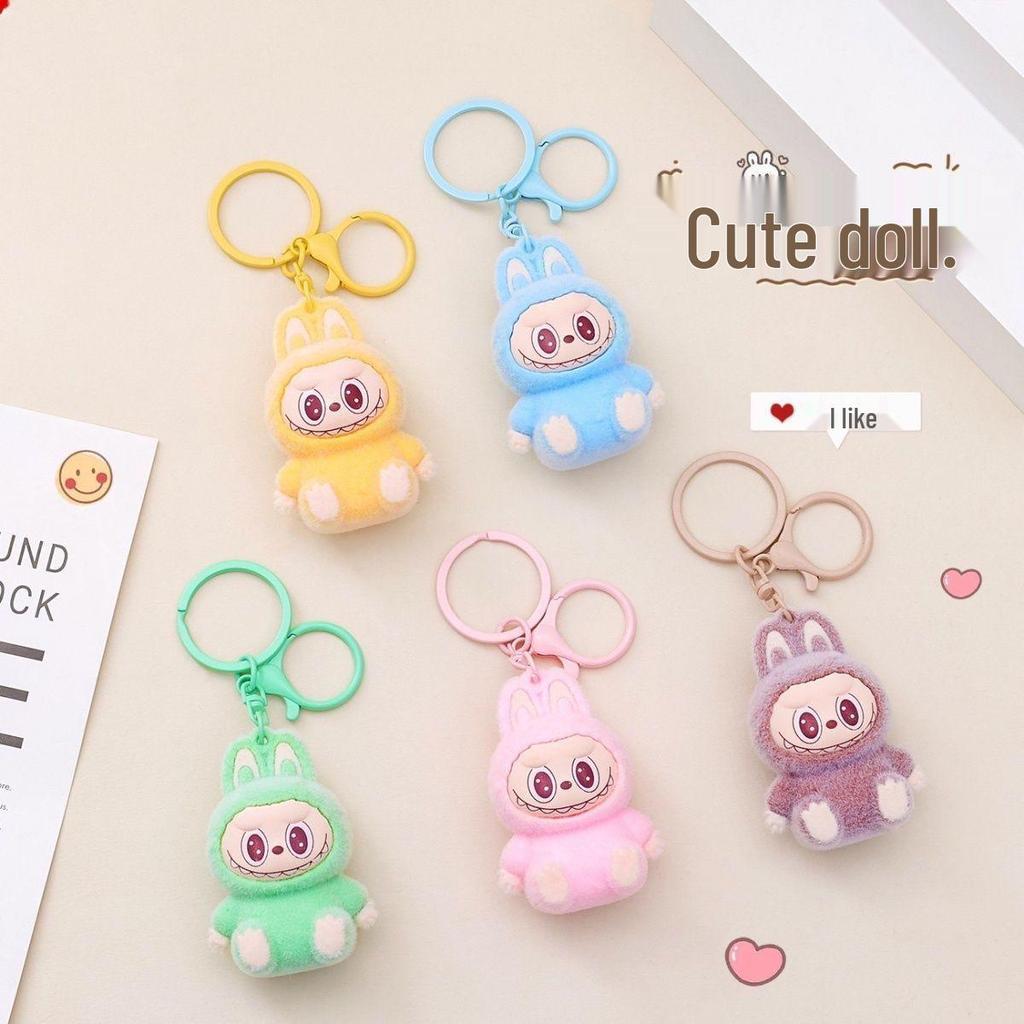 Flokket Labubu Mini Nøkkelring & Bilpynt