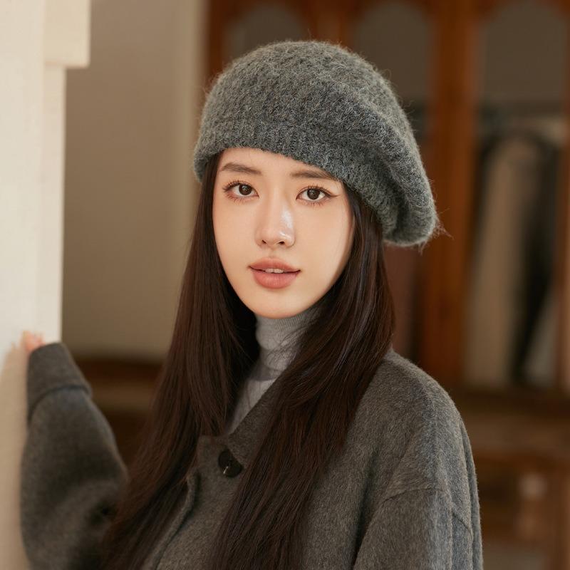 Autumn and Winter Hats, Children's Knitted Warm Woolen Hats, Solid Color Berets
