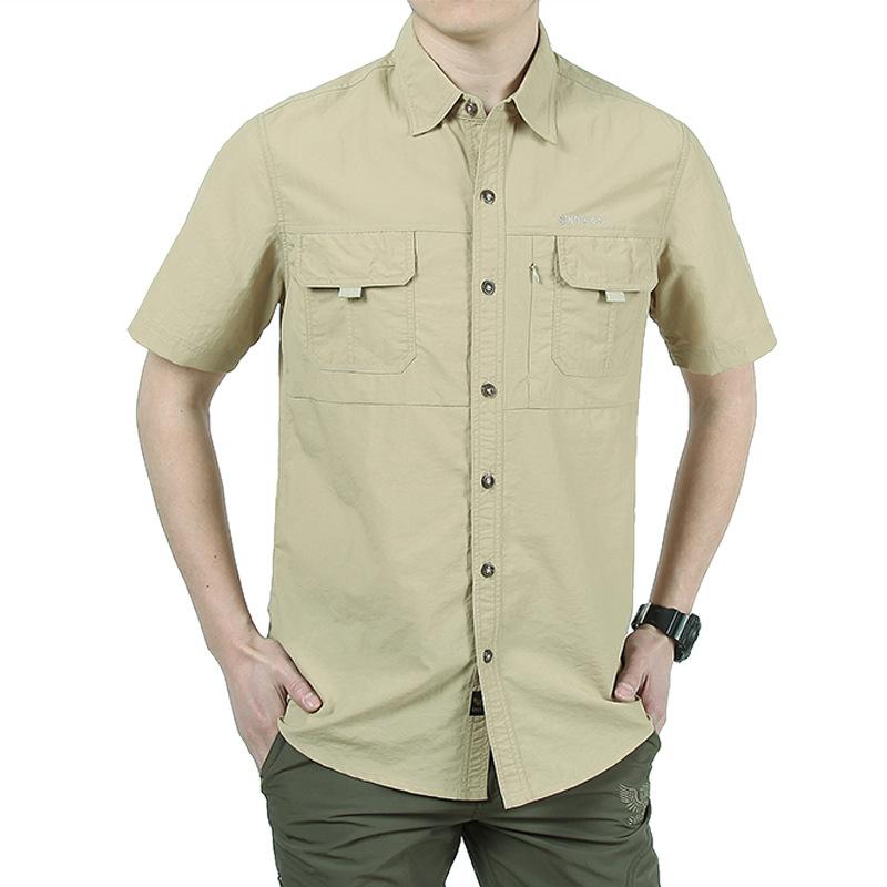 Outdoor Short Sleeved Shirt Men's Summer Breathable Waterproof Shirt Hiking Work
