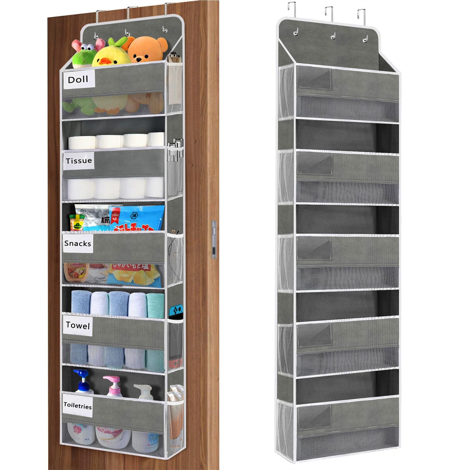 

Настенный подвесной стеллаж для хранения с 5 карманами, для шкафа, ванной комнаты, спальни, общежития, игрушек, косметики, всякой всячины серый