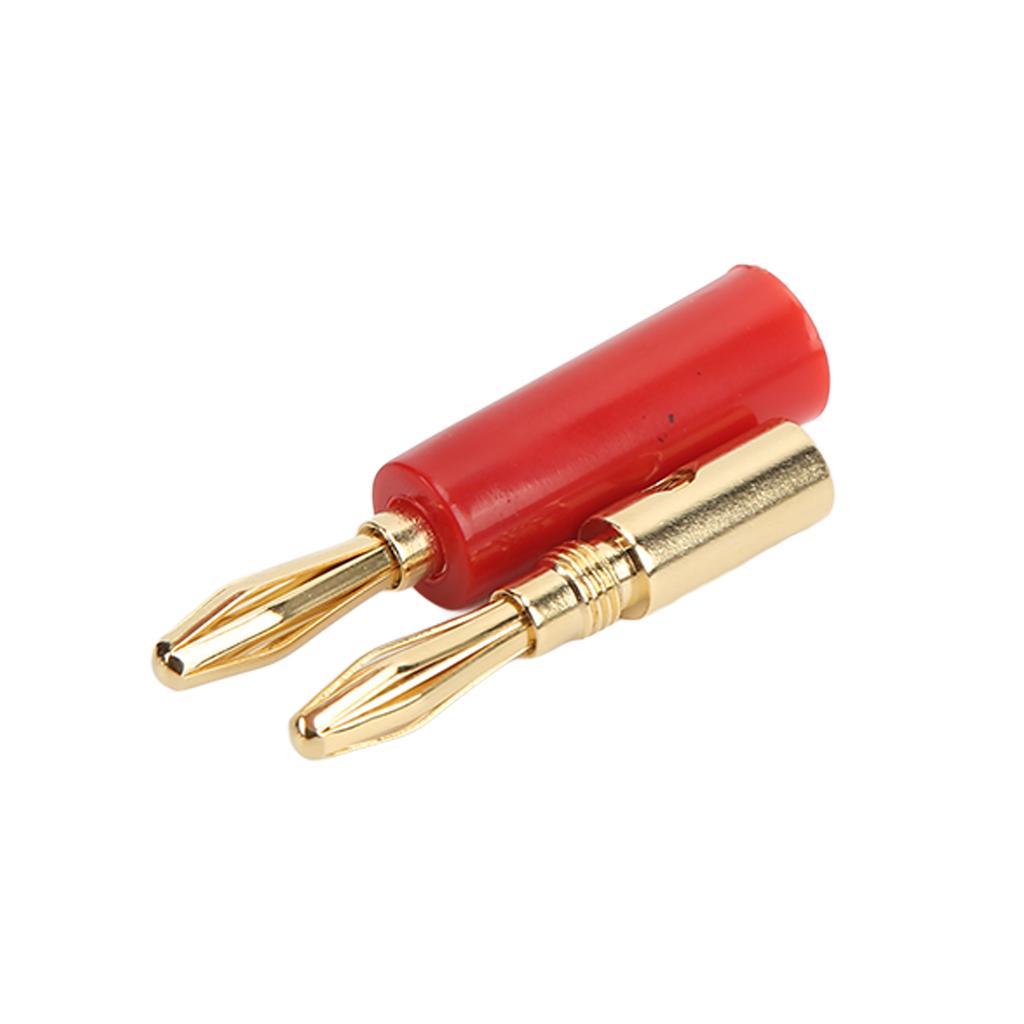 10 STK Bananplugger 4mm Lydkontakt Loddefri Seksbladet Hode for Industrielt Elektronisk UtstyrRød