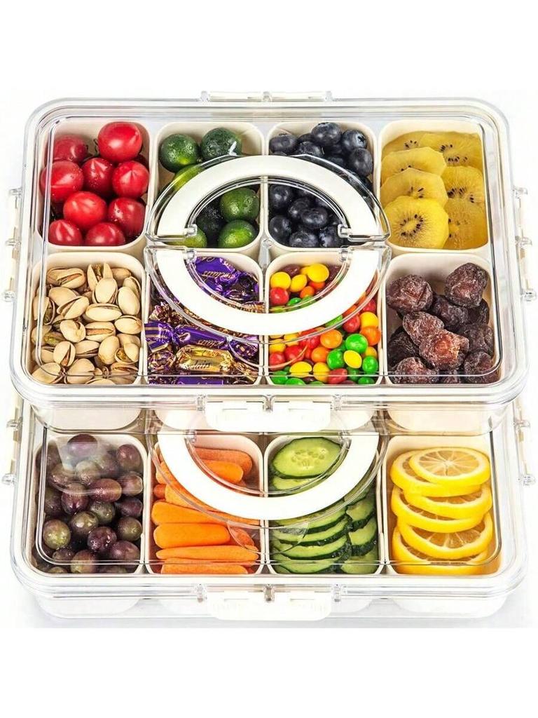 1 pc Split type tray with lid and handle, refrigerator compartment drain and preservation box, bento box