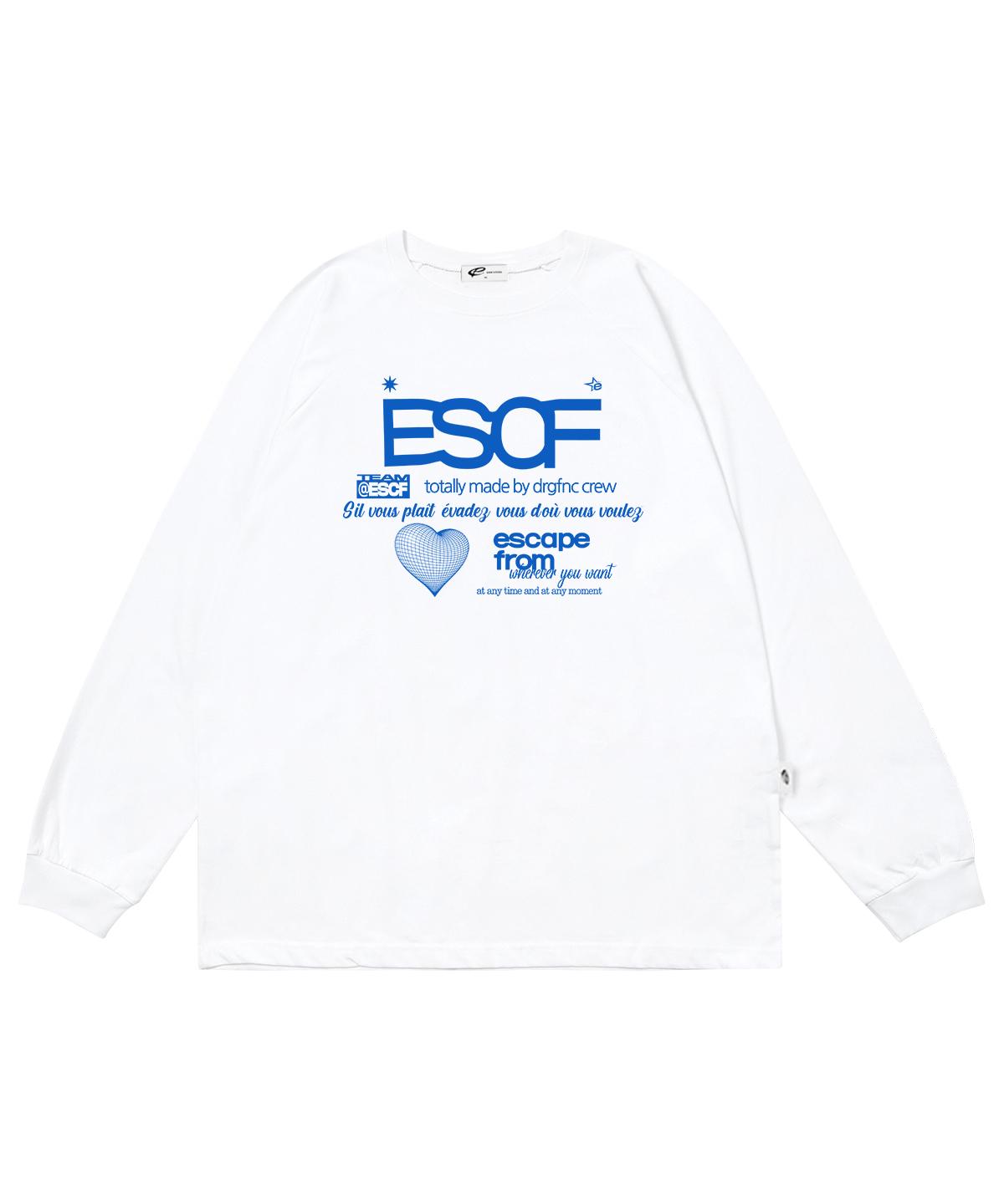 Escape From Blue Heart Crew Collection Print Long Sleeve White M