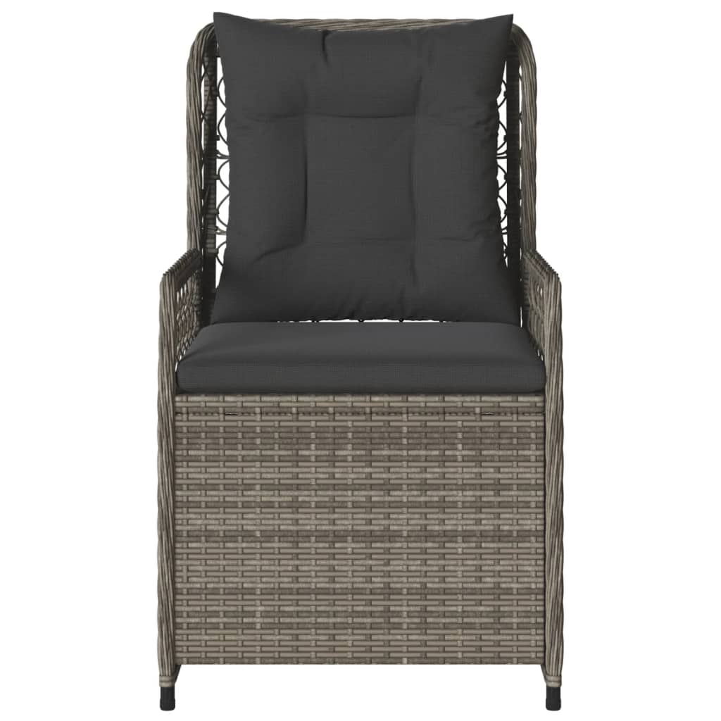 Garden Armchair 2 pcs Adjustable Grey Poly Rattan
