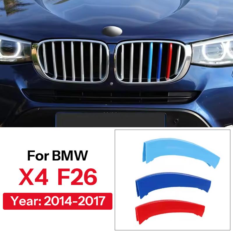For BMW X1 X2 X3 X4 X5 X6 X7 E84 F48 F49 F39 E83 F25 G01 F26 G02 E70 F15 E53 G05 E71 E72 F16 G06 G07 3Pcs Car Grille Trim Strip