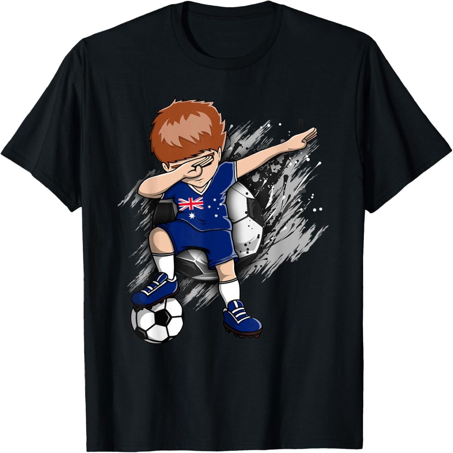 Dabbing Soccer Boy Australia Jersey Australian Football Fans T-Shirt S