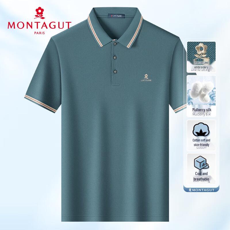 MONTAGUT Men s Short-Sleeve Polo Shirt with Cotton & Silk Blend 52