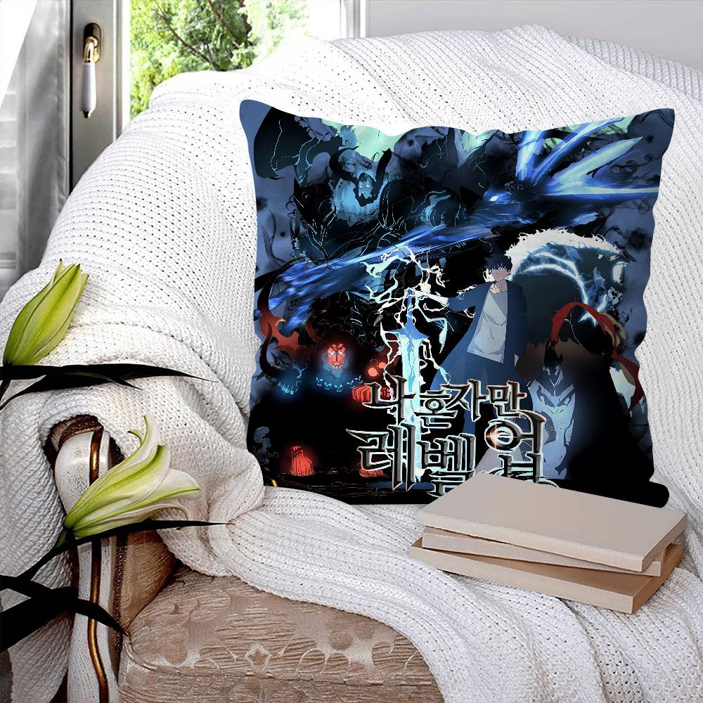 Anime S-Solo Leveling Pillow Case Square Pillow Bedroom Sofa Leisure Comfort Cushion Car Living Room Home Decoration