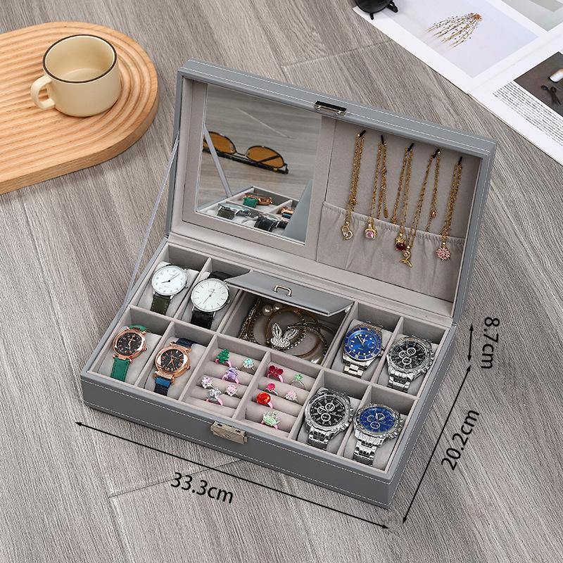 Delesys 2/3/4/5/6/8/9/10/12/20 Slots Household Multi Functional Watch And Jewelry Storage Box Pu Leather Watch Display Case
