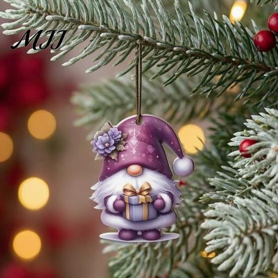 Decorative Wood Pieces for Holidays 12/24/36Pcs Christmas Gnome Ornaments, 2D Wooden Decorations Xmas Tree, Funny Festive Hanging Tags Gnomes