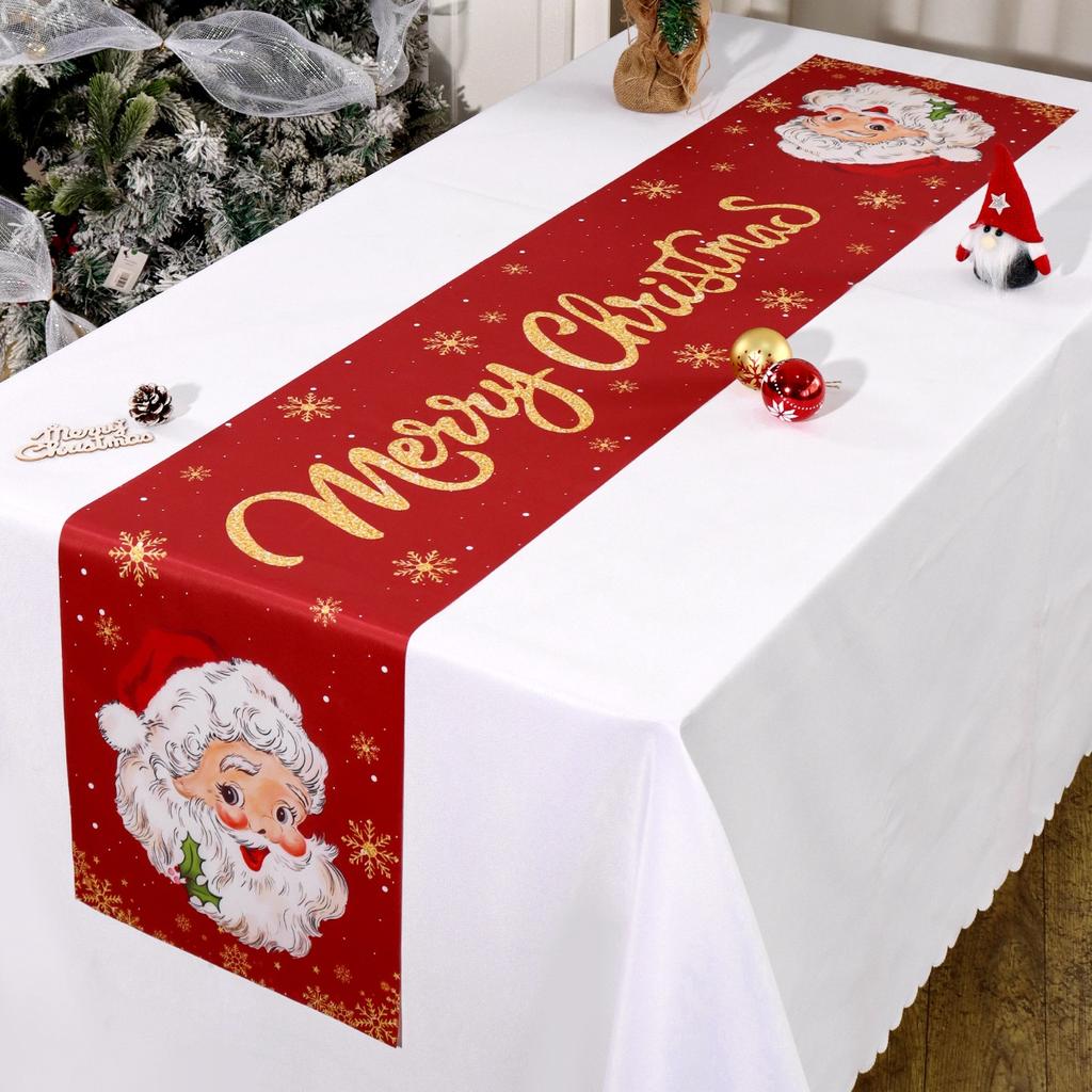 Santa Claus Christmas Table Runner Christmas Decorations For Home 2026 Xmas Table Flag Navidad Noel Gifts New Year Tablecloth