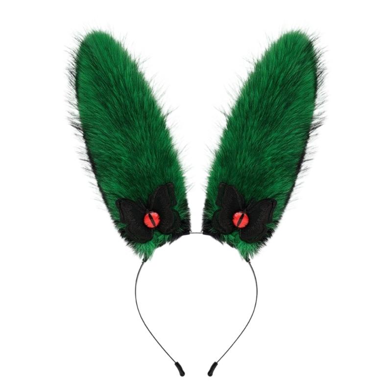 Rabbit Ears Hairhoop Plush Bunnies Ear Hairband Hairhoop Halloween Cosplay Accessories for Women Birthday