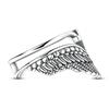 925 Sterling Silver Vintage Angel Wings & Cross Double Band Ring Adjustable Open Ring for Women Girls Daily Wear Jewelry Gift
