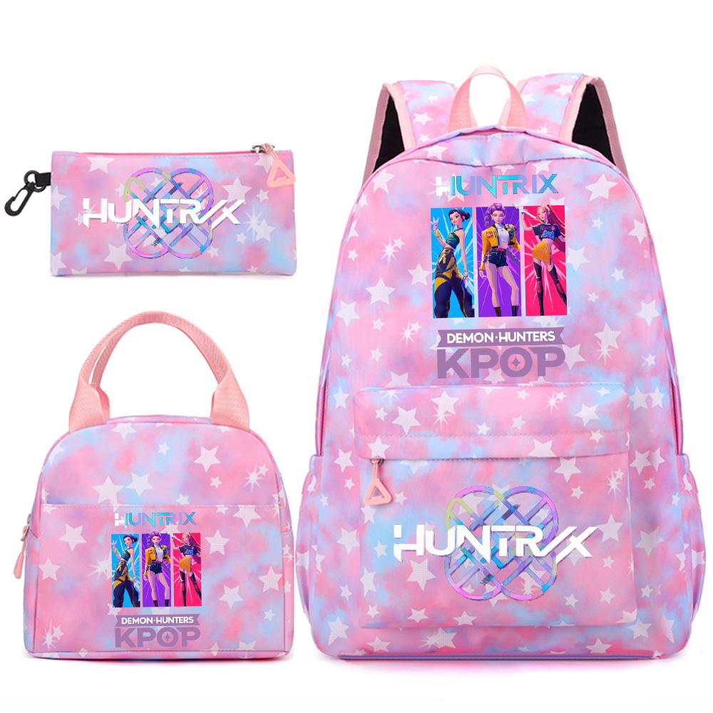 Set 3 piese/set Anime Desene animate Kpop Imprimate Rucsac Geantă de mână Etui pentru creioane pentru Adolescent Student Fată Băiat Ghiozdan Copil Ghiozdan Capacitate Mare Geantă de călătorie Cadou