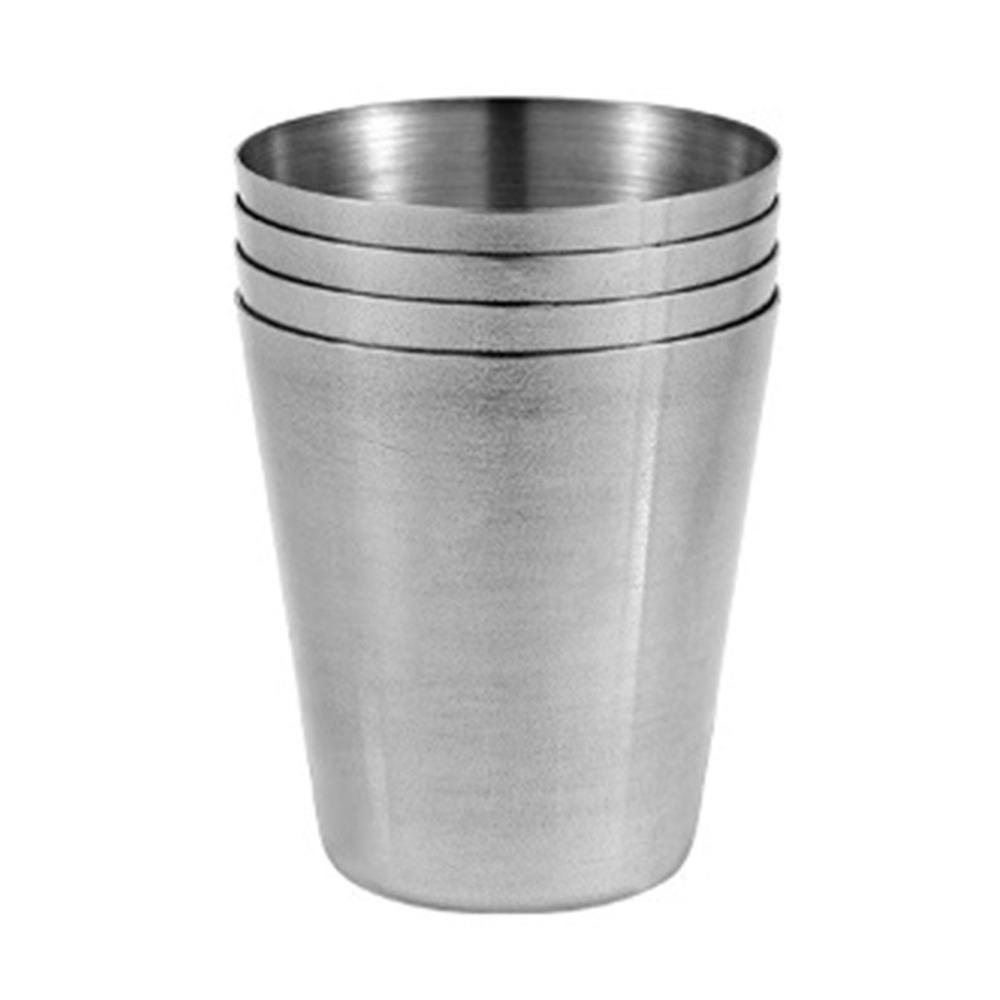 4 Pcs/Set Stackable Stainless Steel Drinking Cup Reusable Portable Drinking Glasses Outdoors