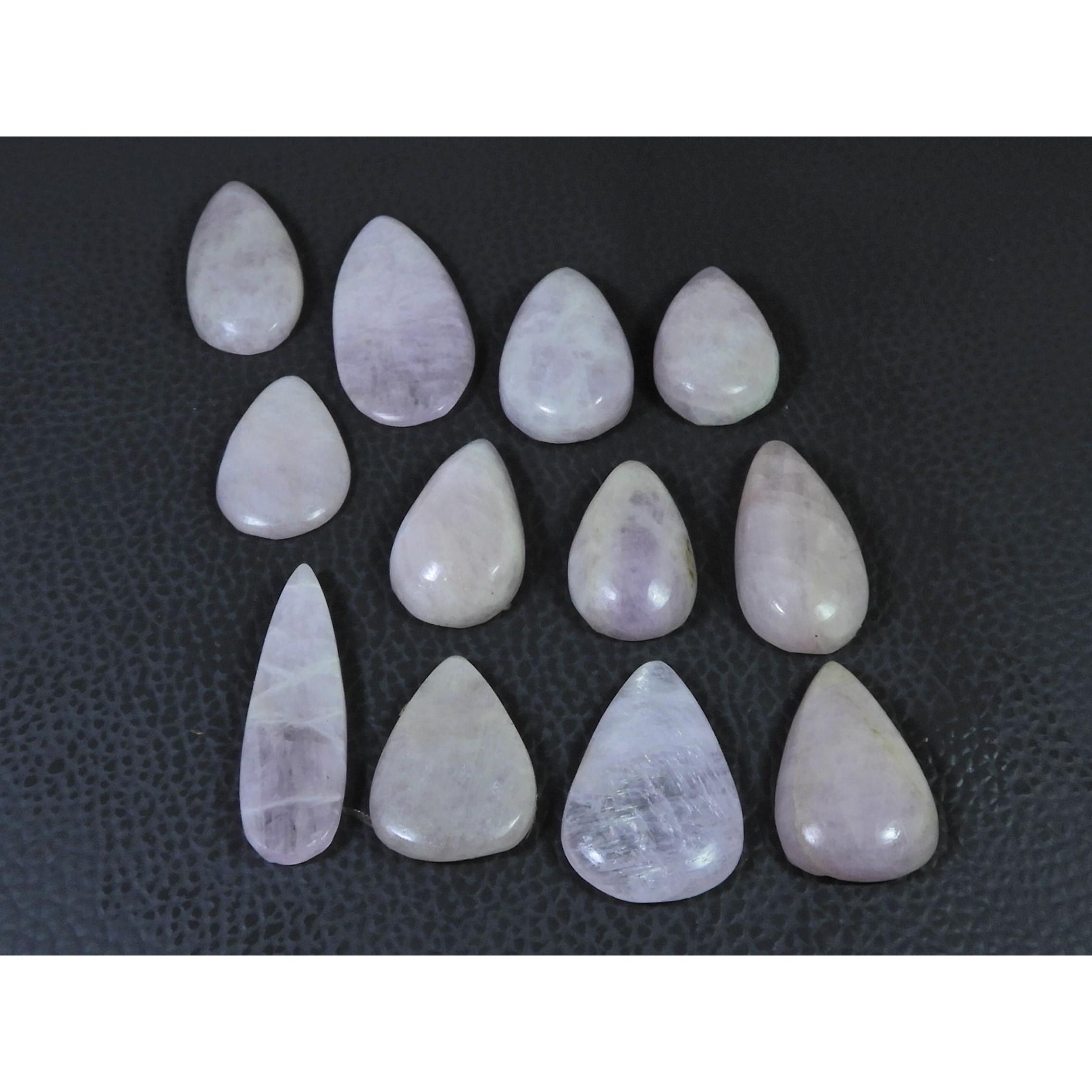 232Cts. Natural Pink Kunzite Pear Cabochon Gemstone 12Pcs Lot C-1157