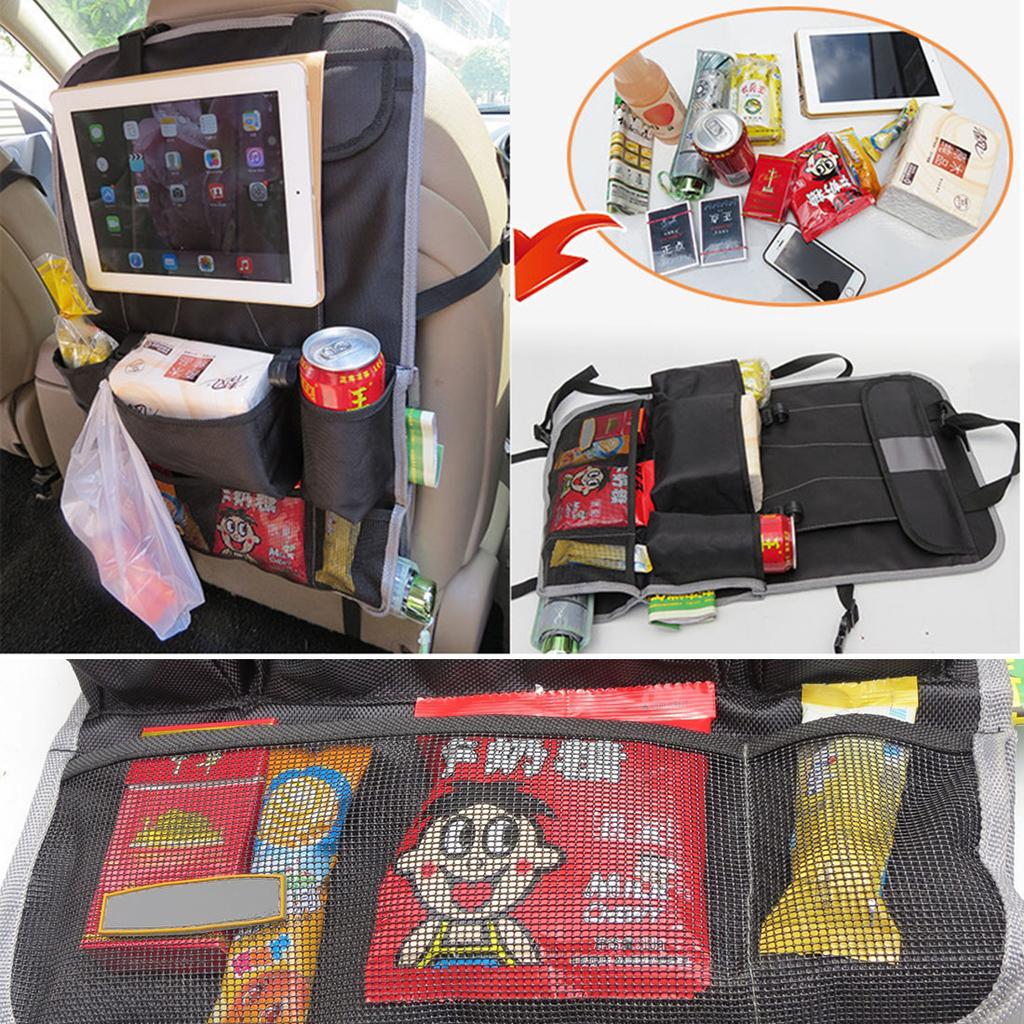 Car Seat Back Organizer Multi-Pocket Storage Bag Oxford Cloth Bag Anti-Kick Pad