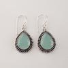 Aqua Chalcedony Gemstone 925 Sterling Silver Bohemian Earrings 1.3", October Birthmonth Jewelry AEE-1-17