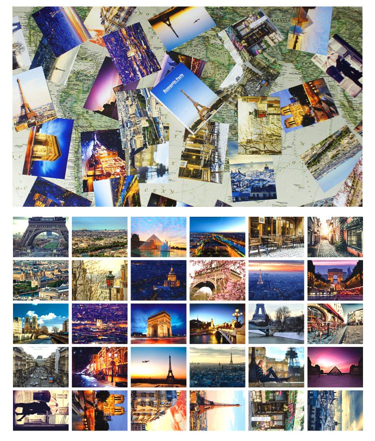 30 Sheets/LOT Romantic Paris Series Postcard INS Style Eiffel Tower Scenery Greeting Message Cards Office Stationery
