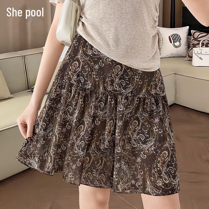 High-Waist Paisley A-Line Mini Skirt S