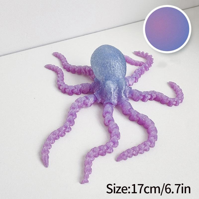 17cm 3D Printed Octopus Figurine with Flexible Joints Mini Octopus Model Full Body Movable Tentacle Fish Tank Landscape Ornament