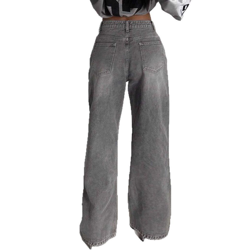 High Waist Straight Jeans Damen Locker Lässig Denim Hose Tägliche Straßenhose
