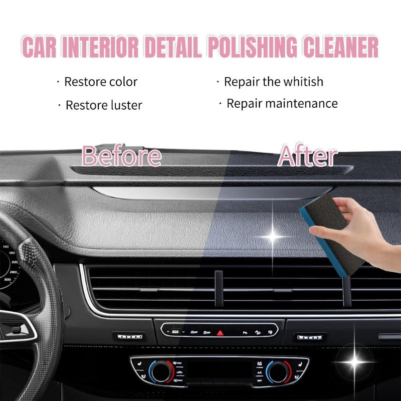 100ml Interior Polish Detailer Dashboard Polishing Cleaner Multipurpose Car Cleaner with Sponge & Wipe Detailing Cleaner